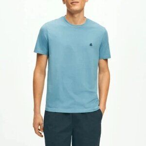 Brooks Brothers Washed Supima Cotton Logo Crewneck T-Shirt Blue XXL Short Sleeve